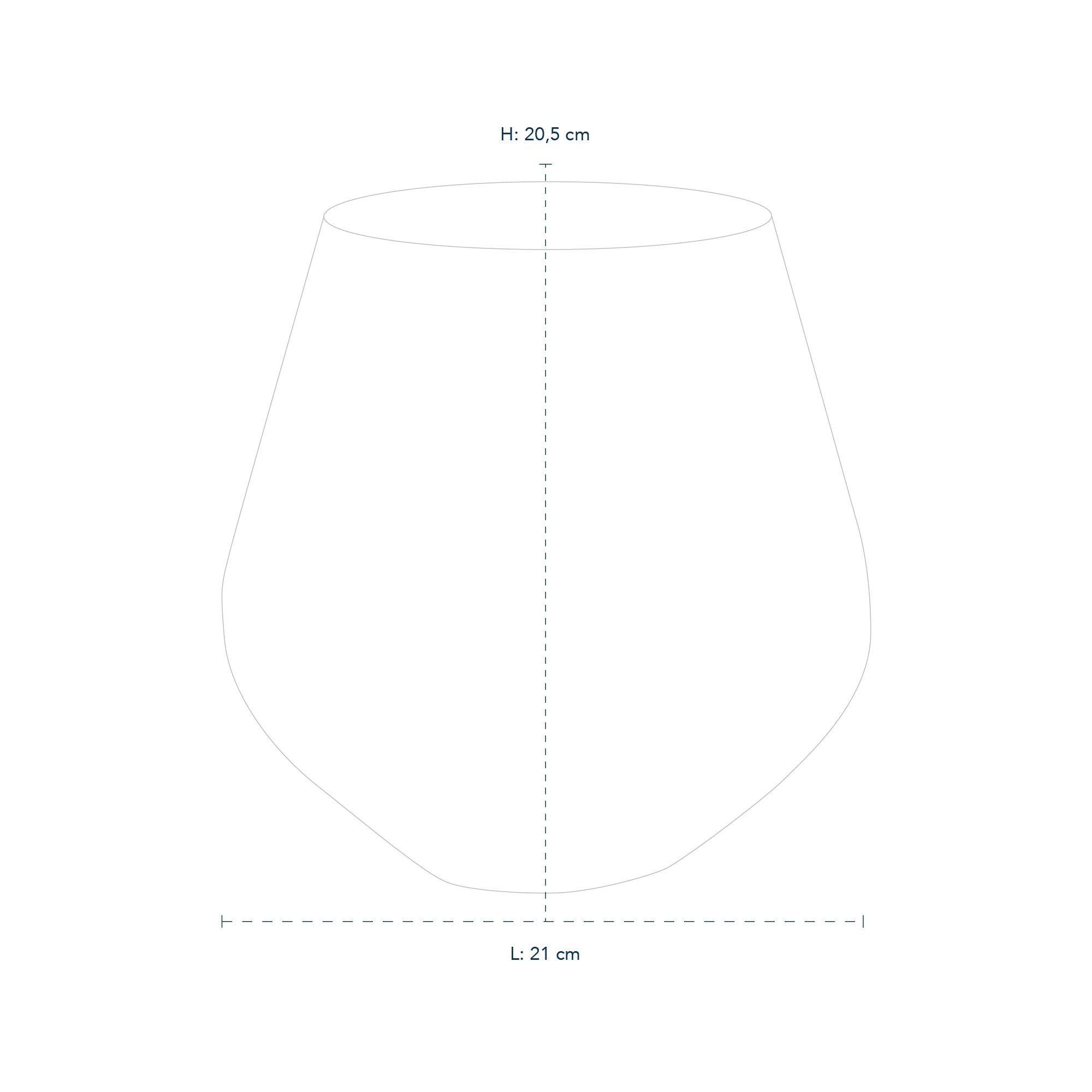 Line drawing of Black Fluted Mega Vase 20,5cm